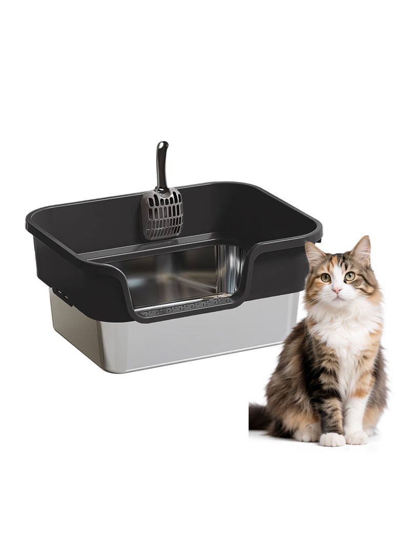 Kidle Stainless Steel Cat Litter Box with Scoop Anti Splashing and Easy Clean - Image 1